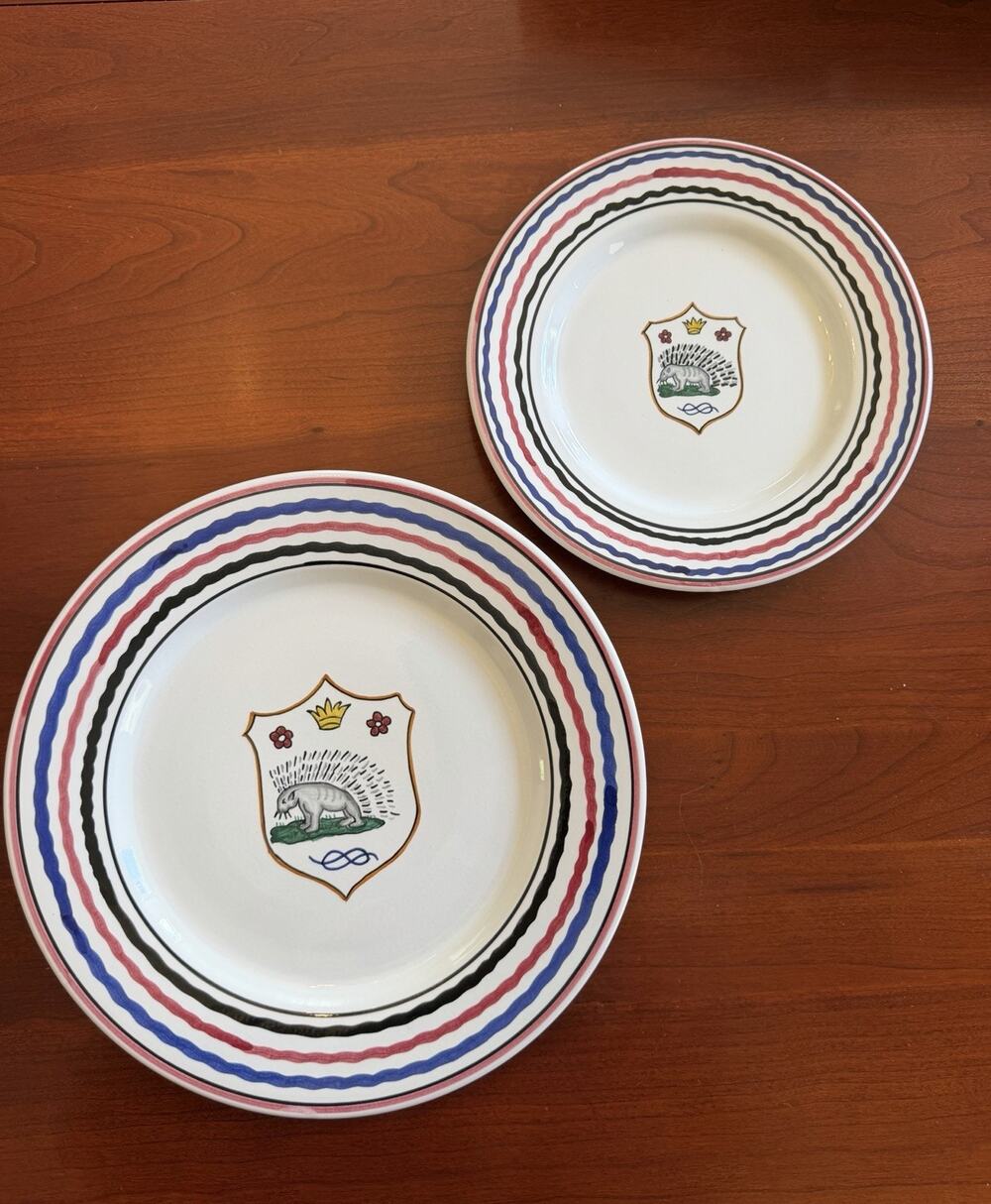 RARE Vintage Grazia-Deruta Italy Istrice Dinner & Salad Plate Set Handmade